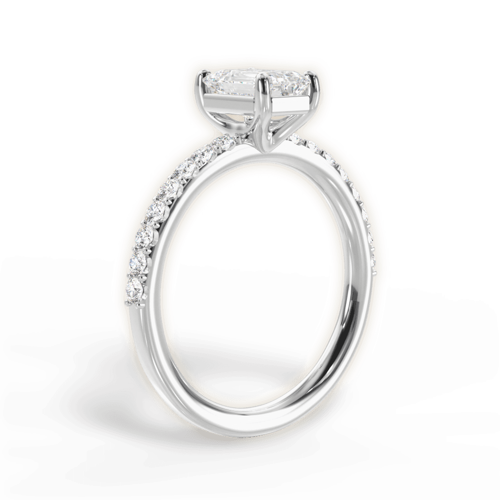 Elsie Emerald Cut Lab Grown Diamond 18Kt White Gold Engagement Ring - View 3