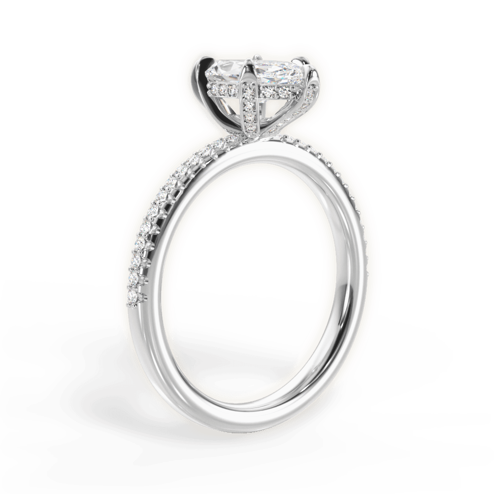 Helen Marquise Cut Lab Grown Diamond 14Kt White Gold Engagement Ring - View 2