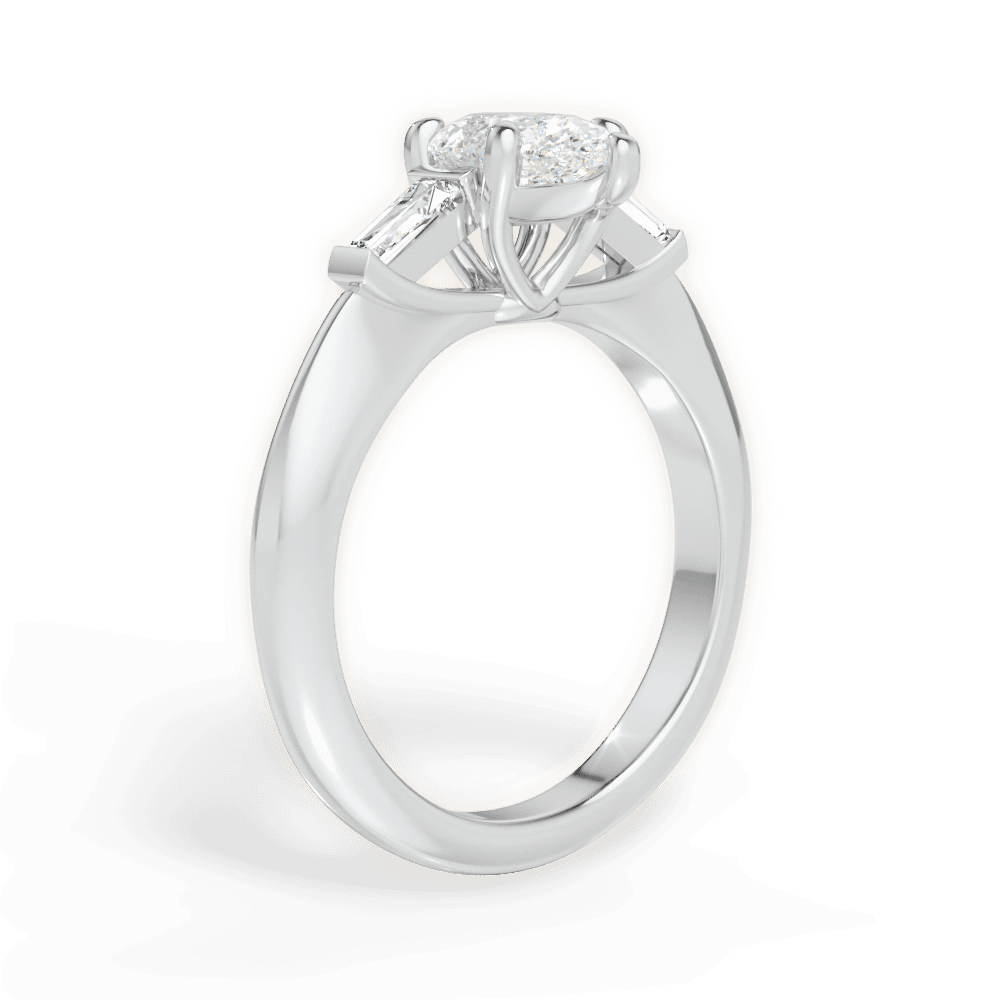 Emily Pear Cut Lab Grown Diamond 18Kt White Gold Engagement Ring - View 3