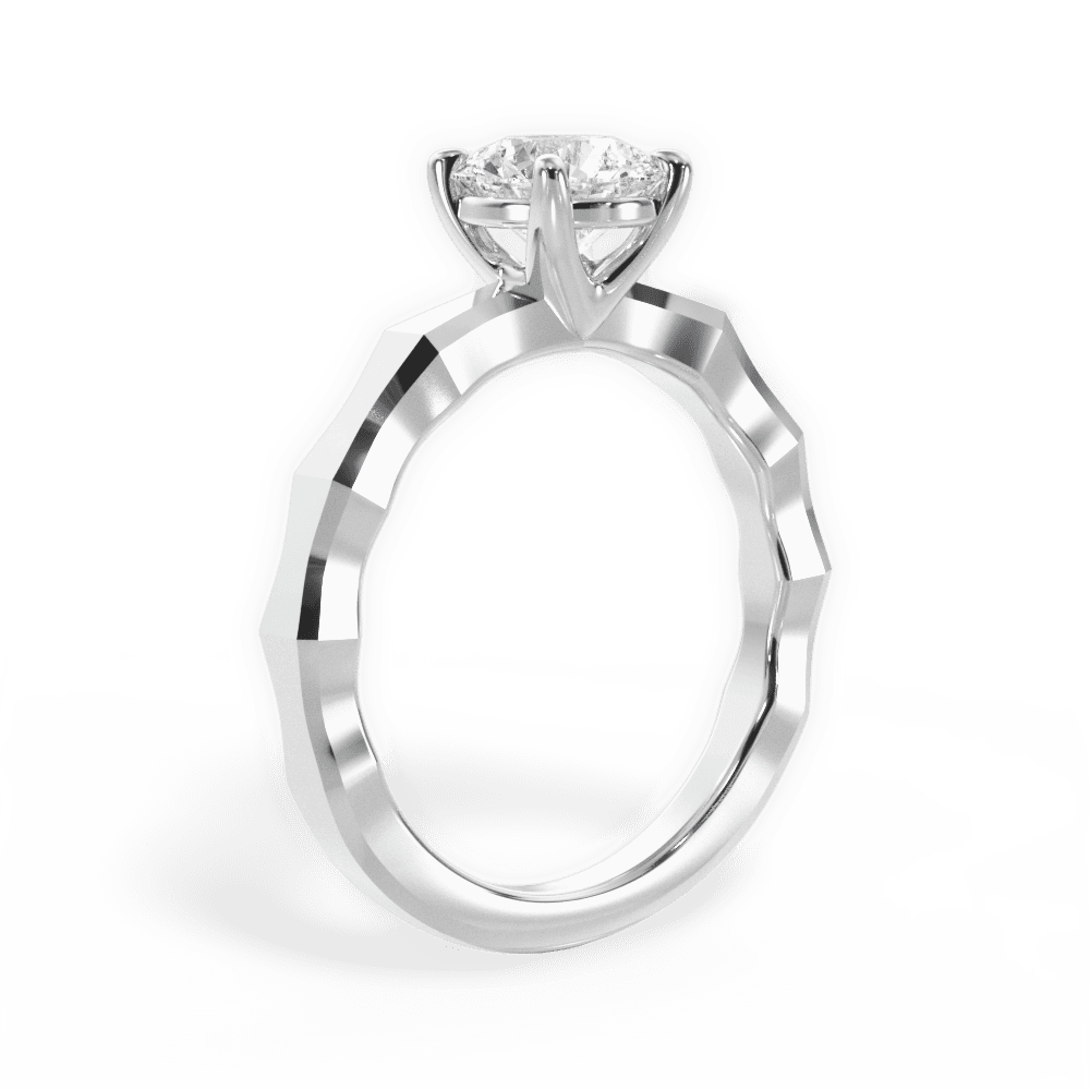 Aaliyah Round Cut Lab Grown Diamond 18Kt White Gold Engagement Ring - View 2