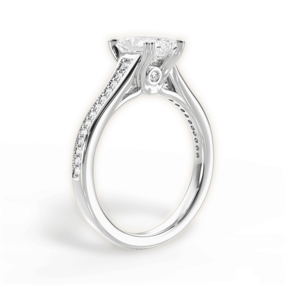 Delia Radiant Cut Lab Grown Diamond 18Kt White Gold Engagement Ring - View 2