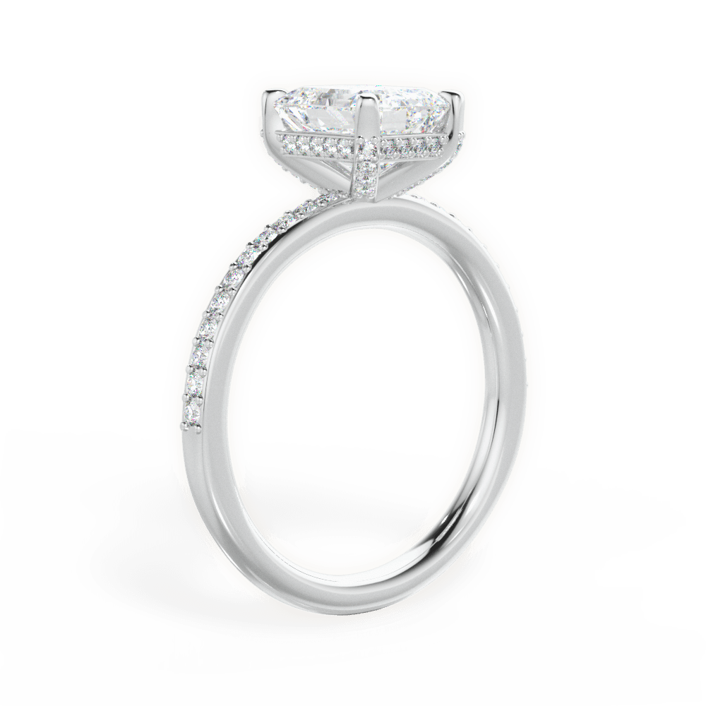 Janice Emerald Cut Lab Grown Diamond 18Kt White Gold Engagement Ring - View 3