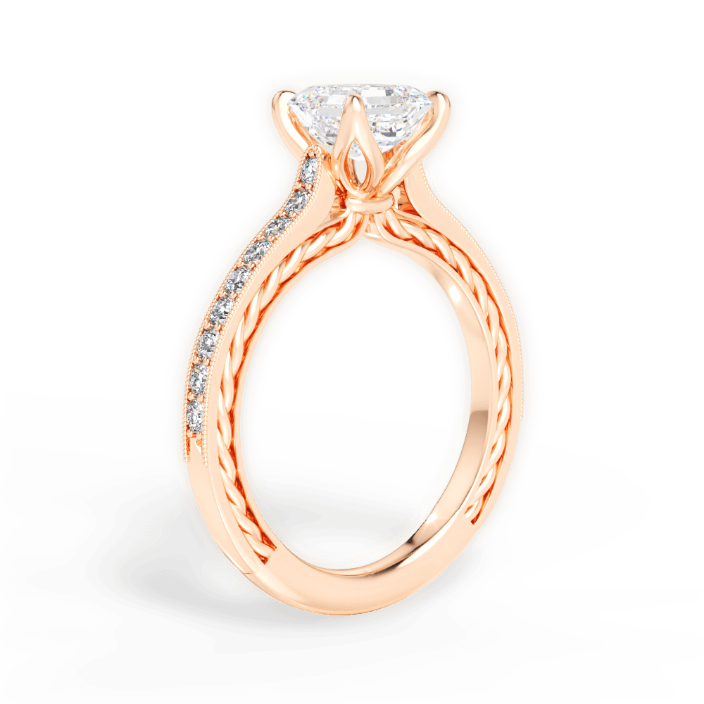 Gilda Asscher Cut Lab Grown Diamond 18Kt Rose Gold Engagement Ring - View 4