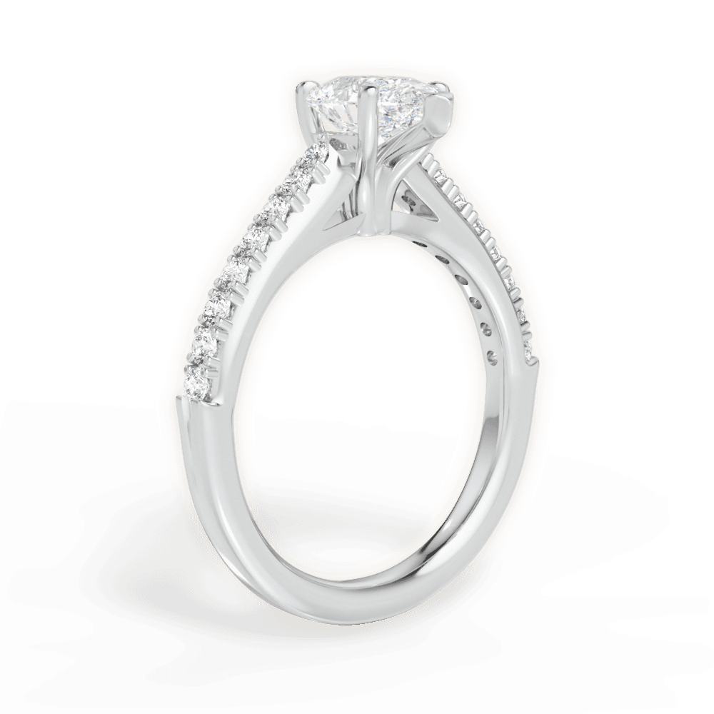 Elizabeth Pear Cut Lab Grown Diamond 14Kt White Gold Engagement Ring - View 3