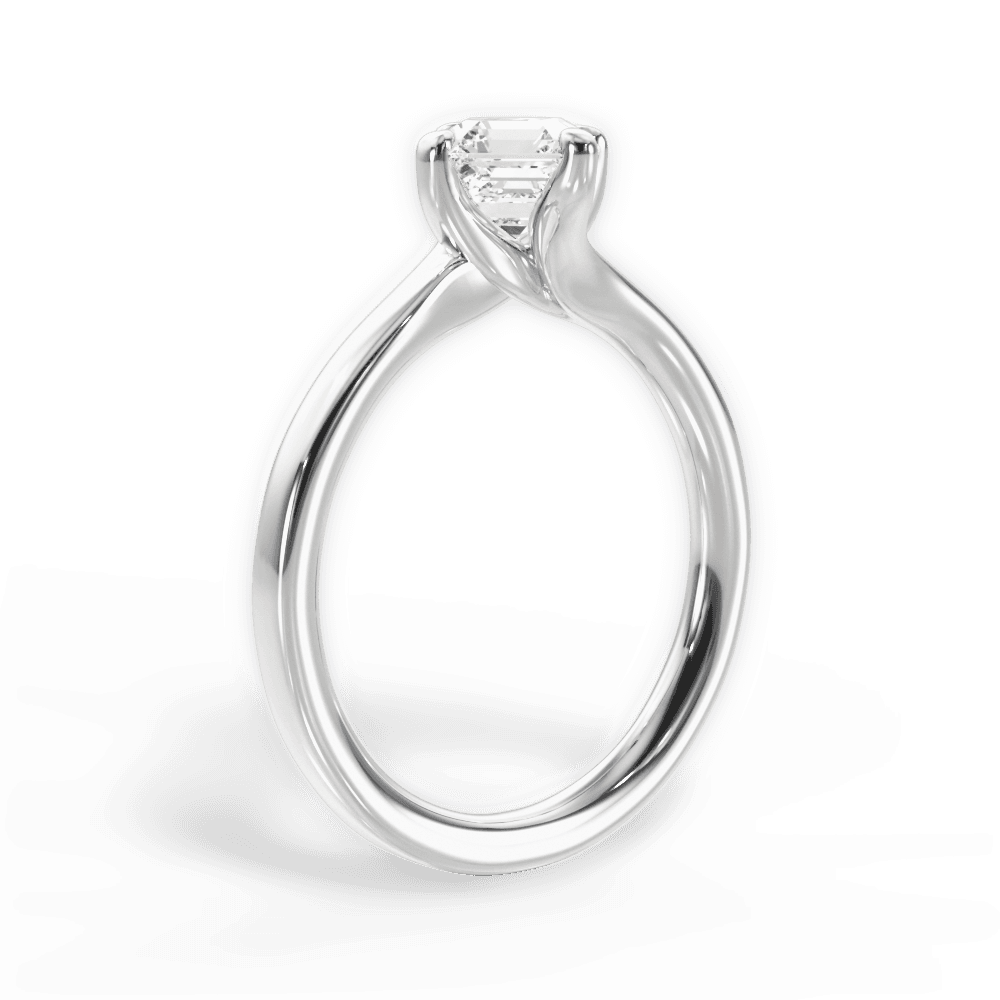 Ashley Asscher Cut Lab Grown Diamond 18Kt White Gold Engagement Ring - View 4