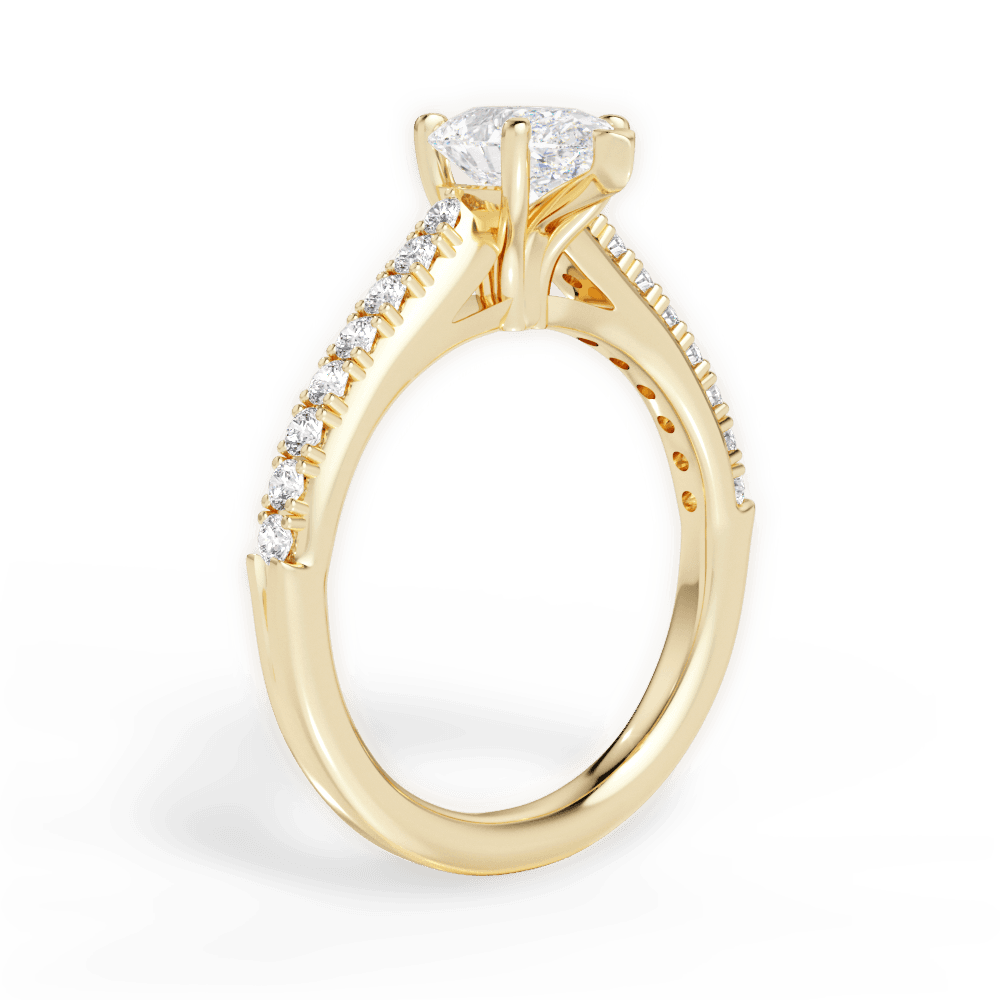 Elizabeth Pear Cut Lab Grown Diamond 18Kt Yellow Gold Engagement Ring - View 2
