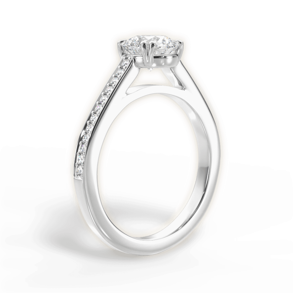 Denise Round Cut Lab Grown Diamond 14Kt White Gold Engagement Ring - View 4