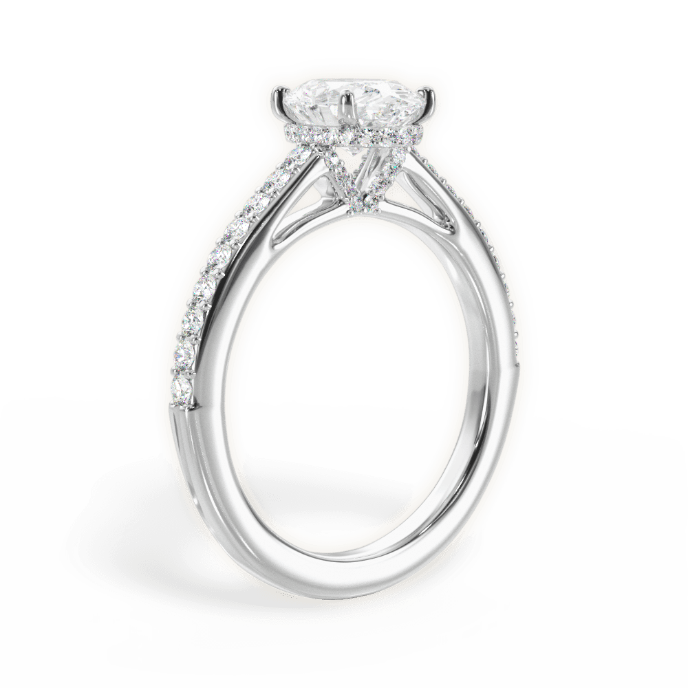 Joan Oval Cut Lab Grown Diamond 14Kt White Gold Engagement Ring - View 3