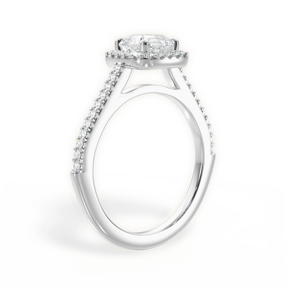 Jeanne Asscher Cut Lab Grown Diamond 18Kt White Gold Engagement Ring - View 2