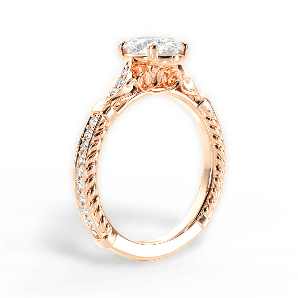 Gabriela Oval Cut Lab Grown Diamond 18Kt Rose Gold Engagement Ring - View 4