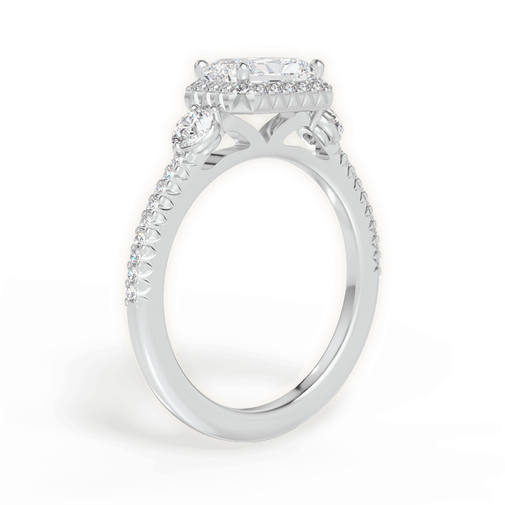 Kara Radiant Cut Lab Grown Diamond Platinum Engagement Ring - View 3