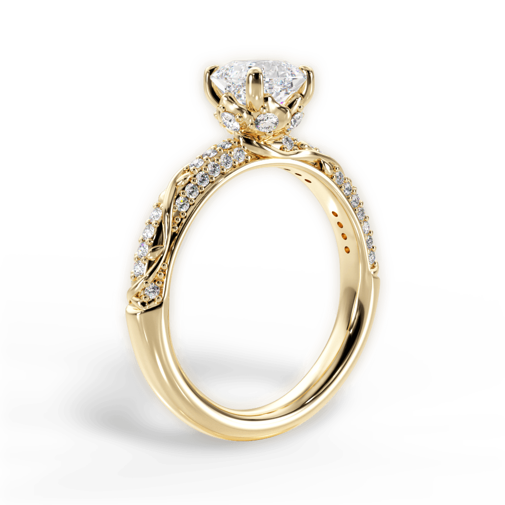 Josephine Asscher Cut Lab Grown Diamond 18Kt Yellow Gold Engagement Ring - View 2