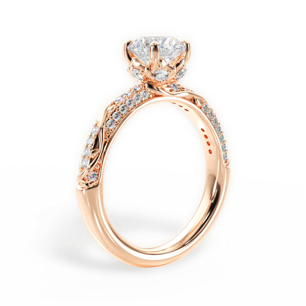 Josephine Round Cut Lab Grown Diamond 18Kt Rose Gold Engagement Ring - View 4