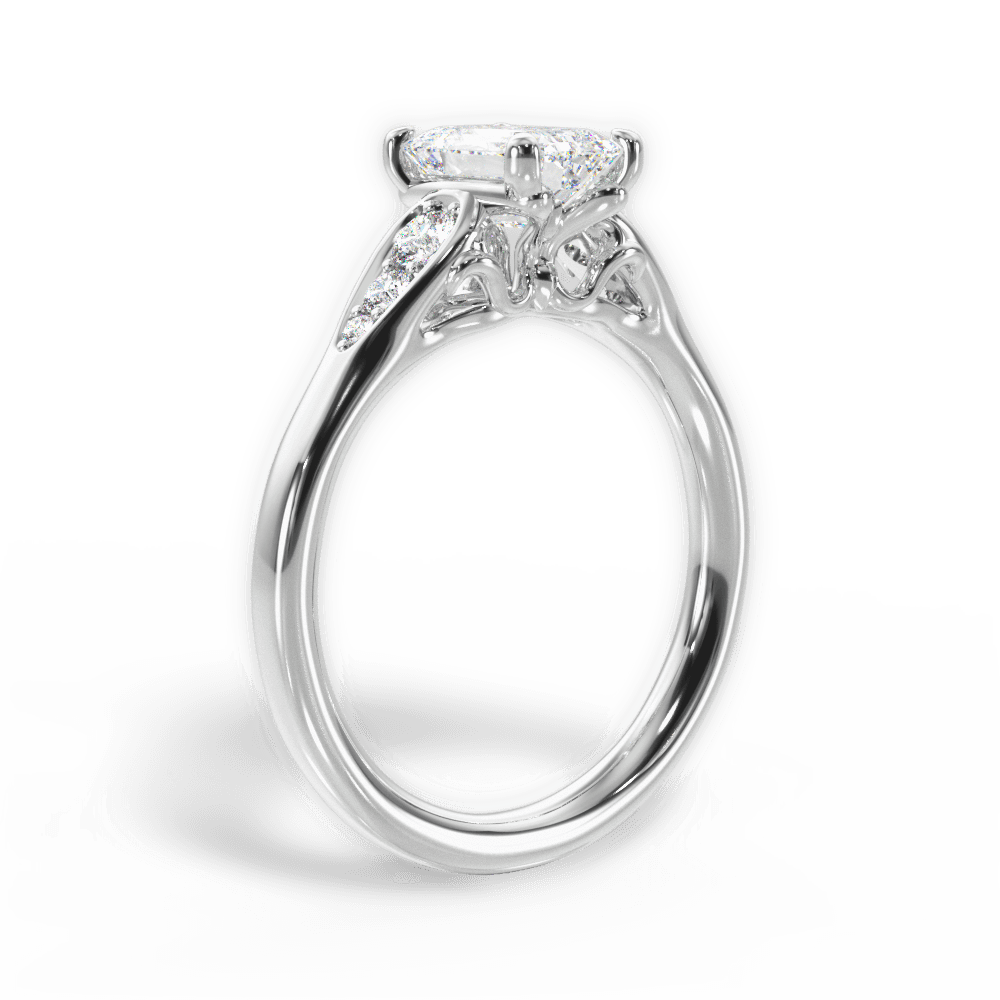 Cecilia Emerald Cut Lab Grown Diamond 18Kt White Gold Engagement Ring - View 3