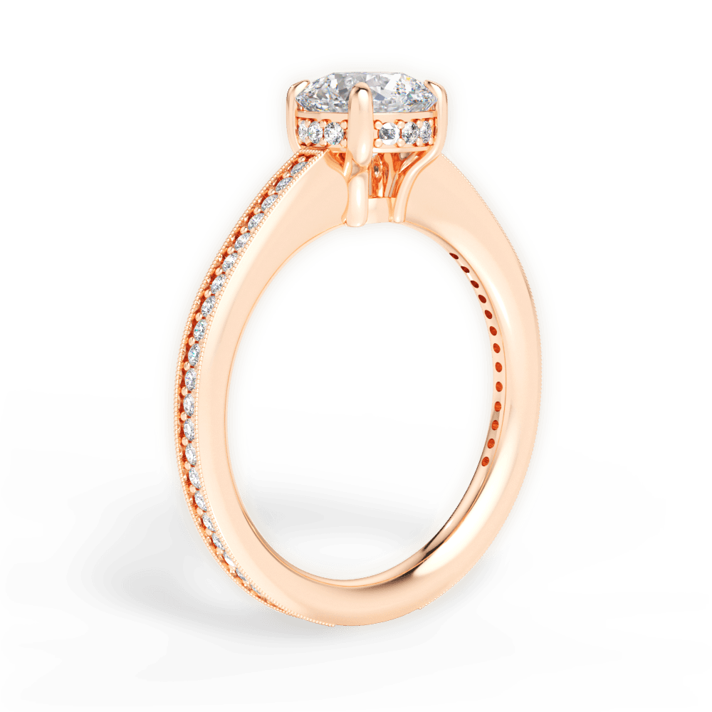 Janet Round Cut Lab Grown Diamond 18Kt Rose Gold Engagement Ring - View 2