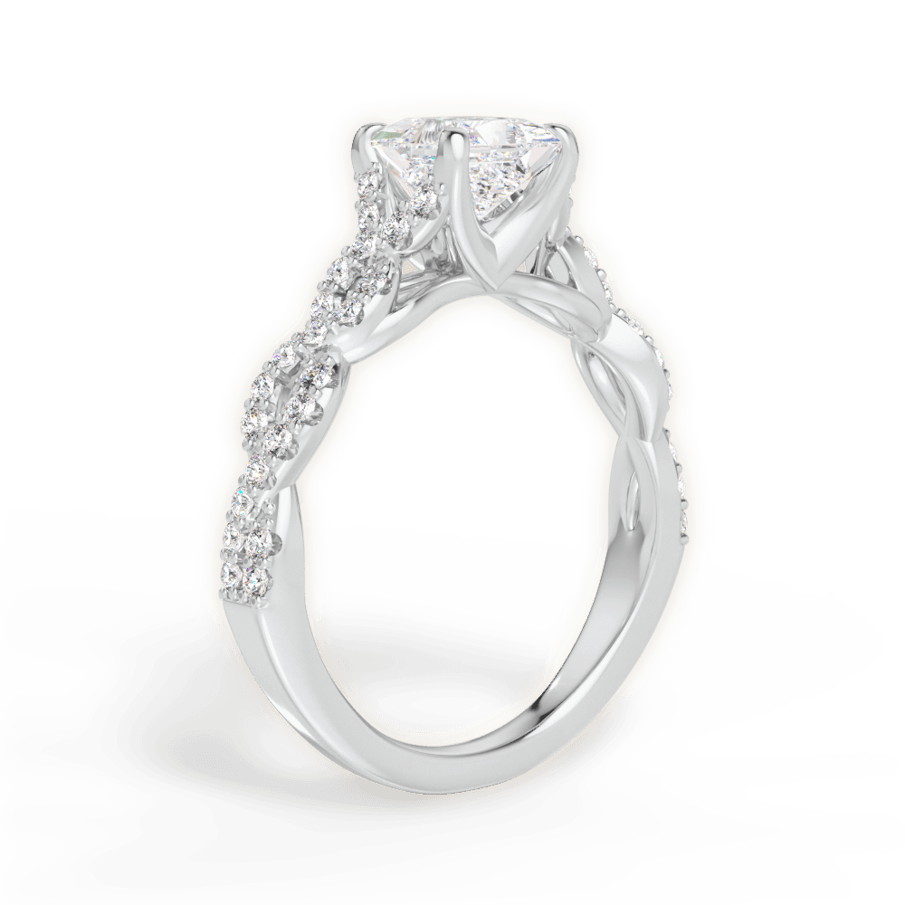 Justine Princess Cut Lab Grown Diamond 18Kt White Gold Engagement Ring - View 3
