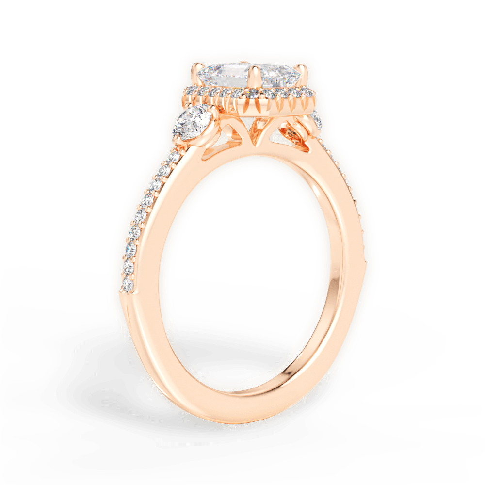 Julia Emerald Cut Lab Grown Diamond 18Kt Rose Gold Engagement Ring - View 2