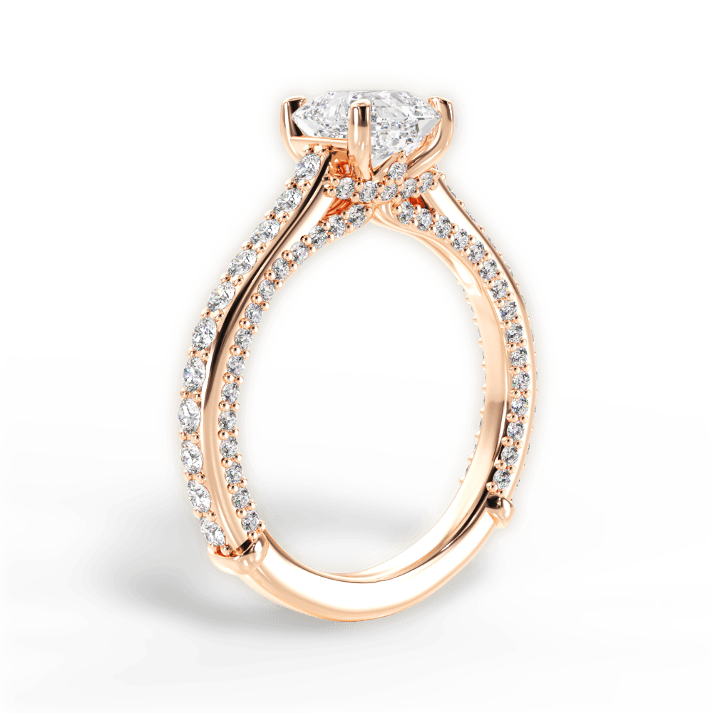 Lindsay Asscher Cut Lab Grown Diamond 18Kt Rose Gold Engagement Ring - View 4
