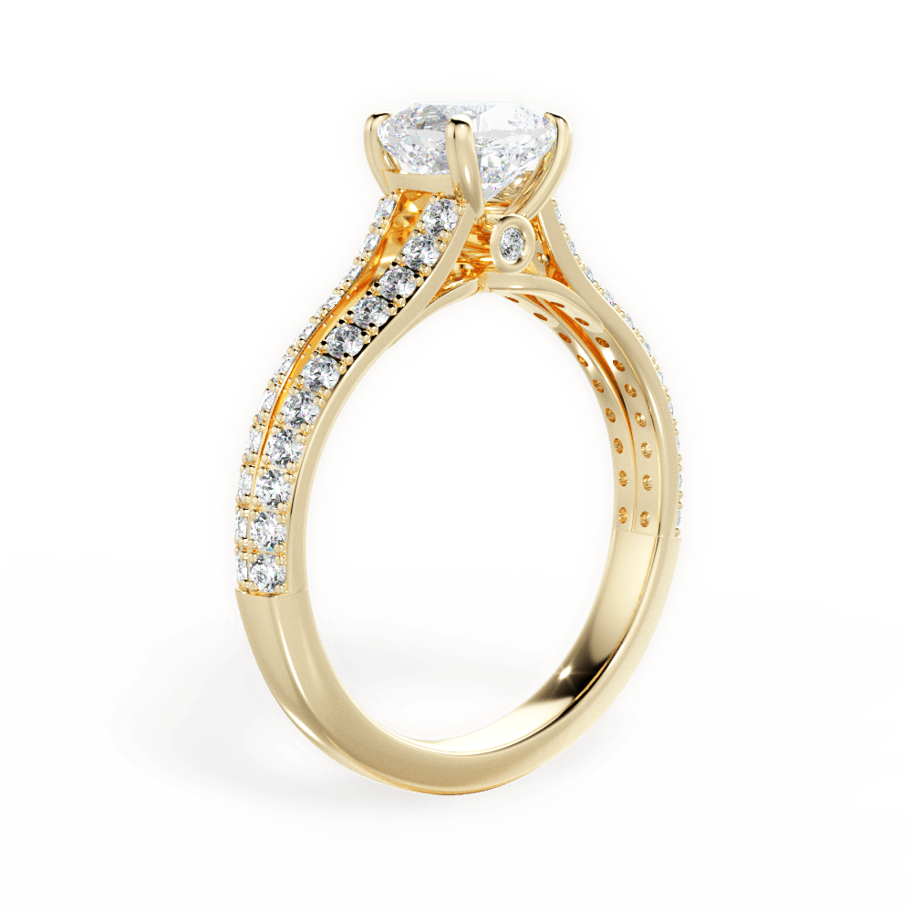 Kendra Cushion Cut Lab Grown Diamond 18Kt Yellow Gold Engagement Ring - View 3