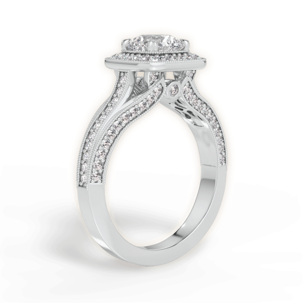 Lillian Round Cut Lab Grown Diamond 18Kt White Gold Engagement Ring - View 3