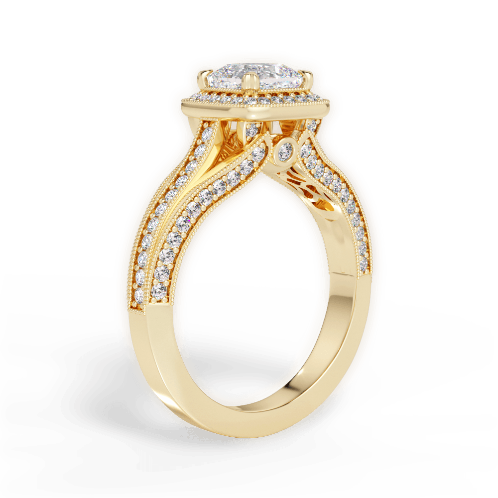 Lillian Cushion Cut Lab Grown Diamond 18Kt Yellow Gold Engagement Ring - View 2
