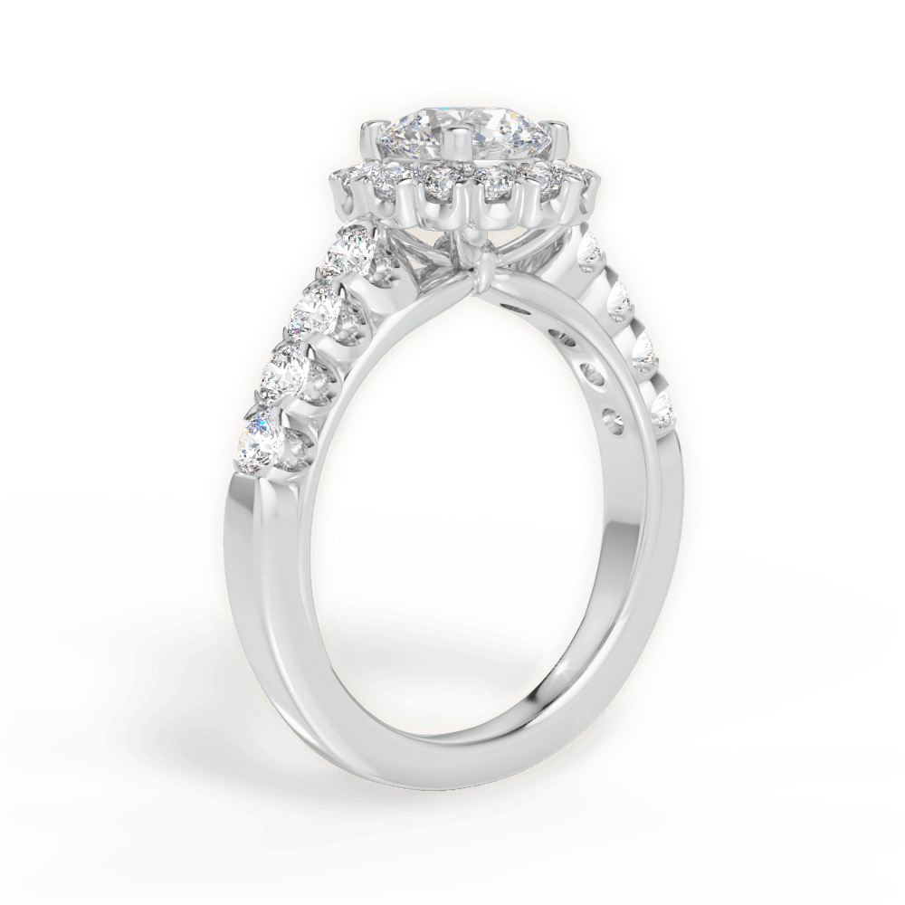 Lacey Round Cut Lab Grown Diamond 18Kt White Gold Engagement Ring - View 3