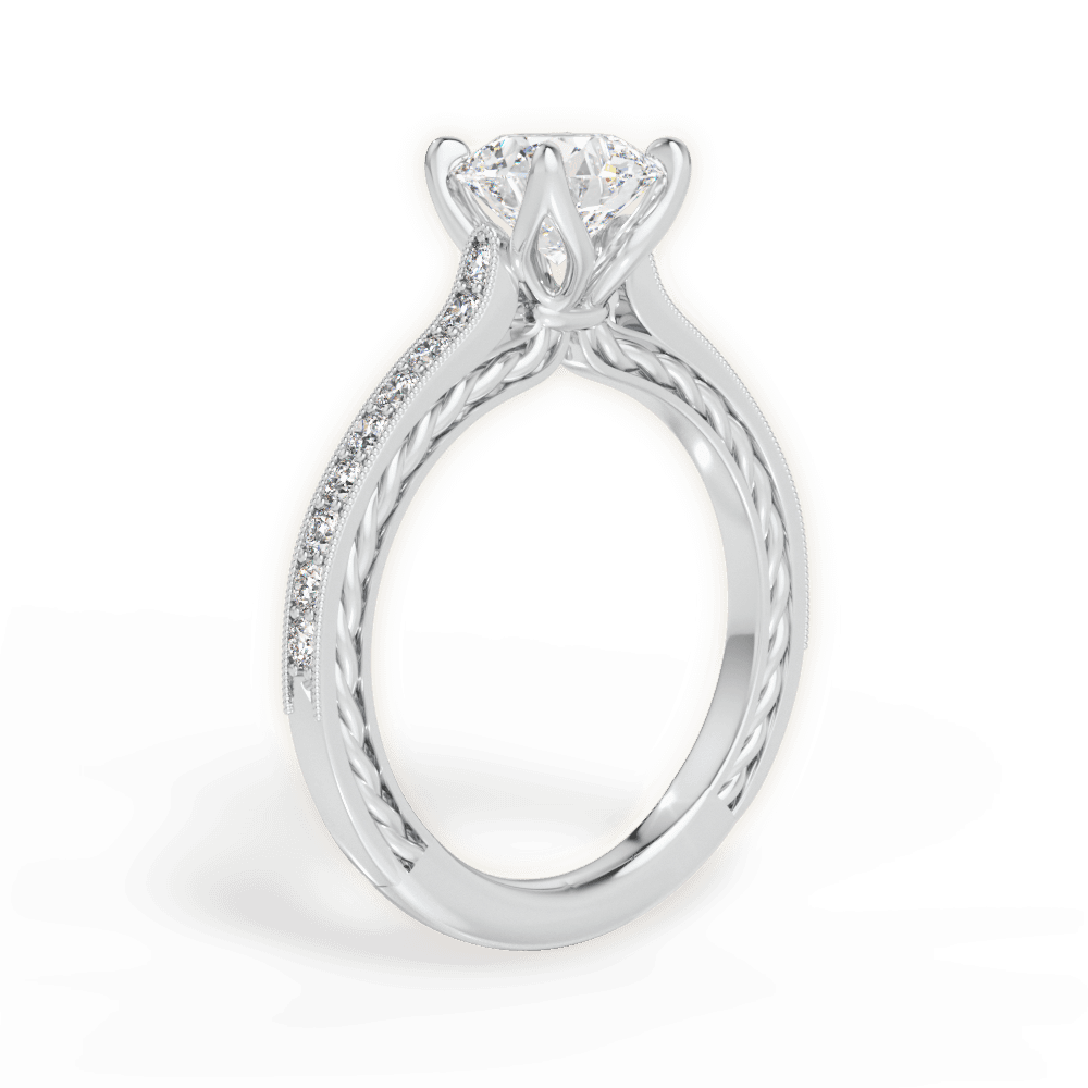 Gilda Round Cut Lab Grown Diamond 14Kt White Gold Engagement Ring - View 3