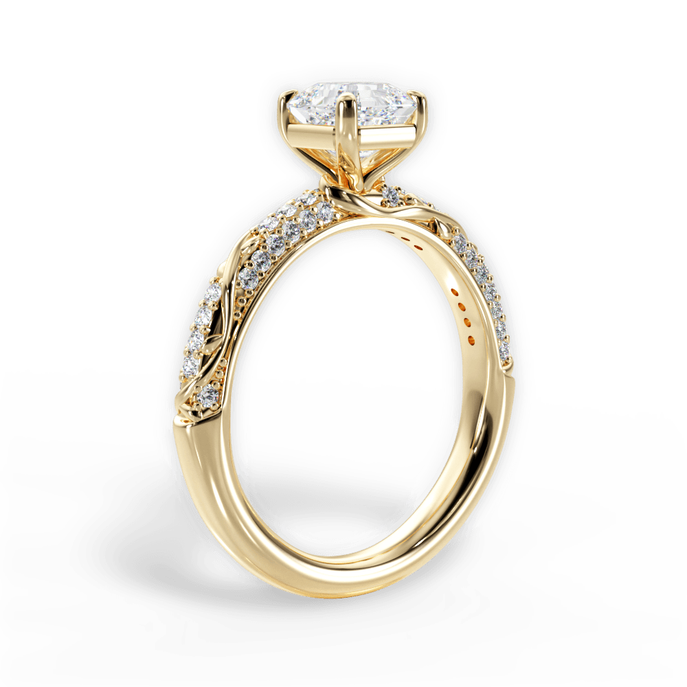 Gloria Asscher Cut Lab Grown Diamond 18Kt Yellow Gold Engagement Ring - View 3