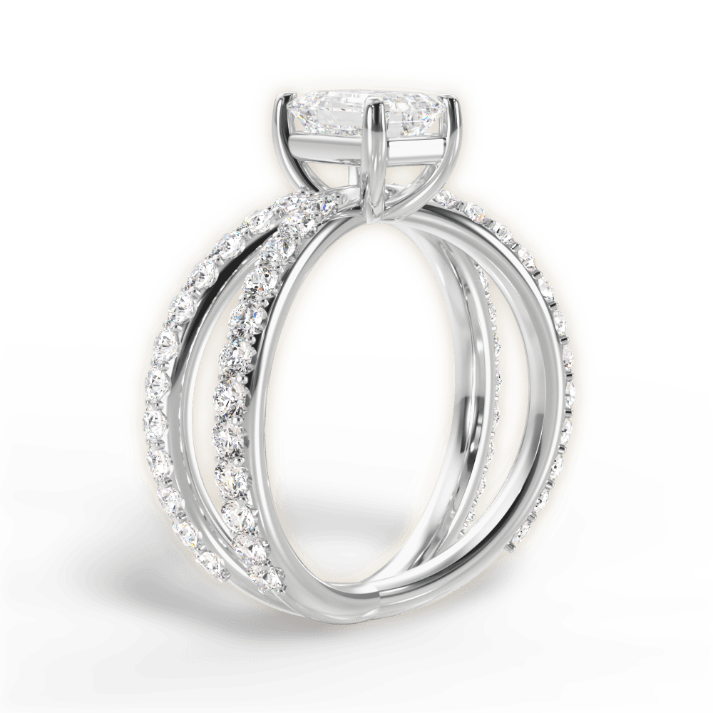 Lauren Emerald Cut Lab Grown Diamond 18Kt White Gold Engagement Ring - View 4