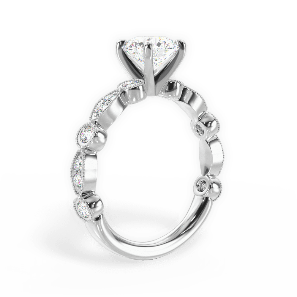 Edith Round Cut Lab Grown Diamond 14Kt White Gold Engagement Ring - View 2