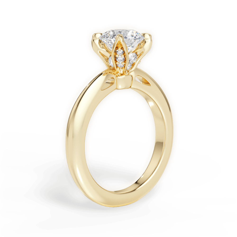 Elaine Round Cut Lab Grown Diamond 18Kt Yellow Gold Engagement Ring - View 2