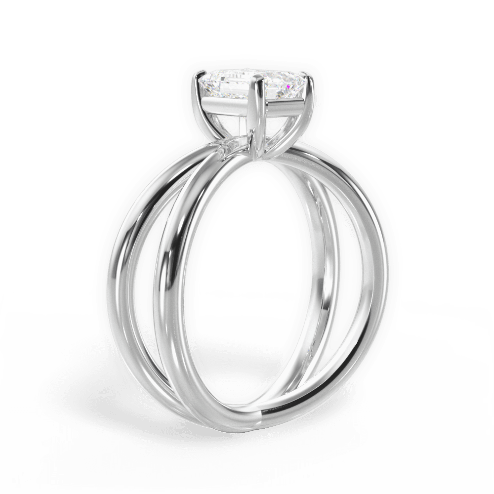 Ada Emerald Cut Lab Grown Diamond 14Kt White Gold Engagement Ring - View 2
