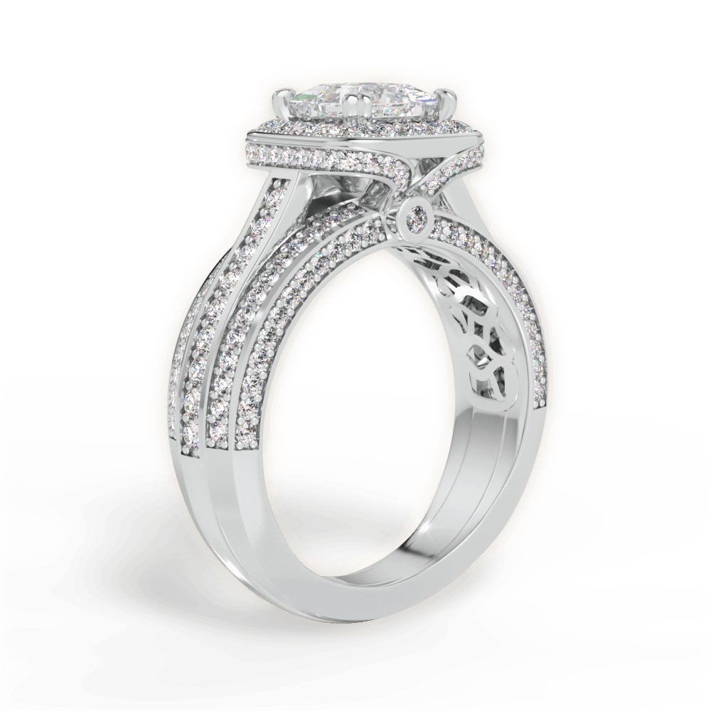 Madison Princess Cut Lab Grown Diamond 14Kt White Gold Engagement Ring - View 4
