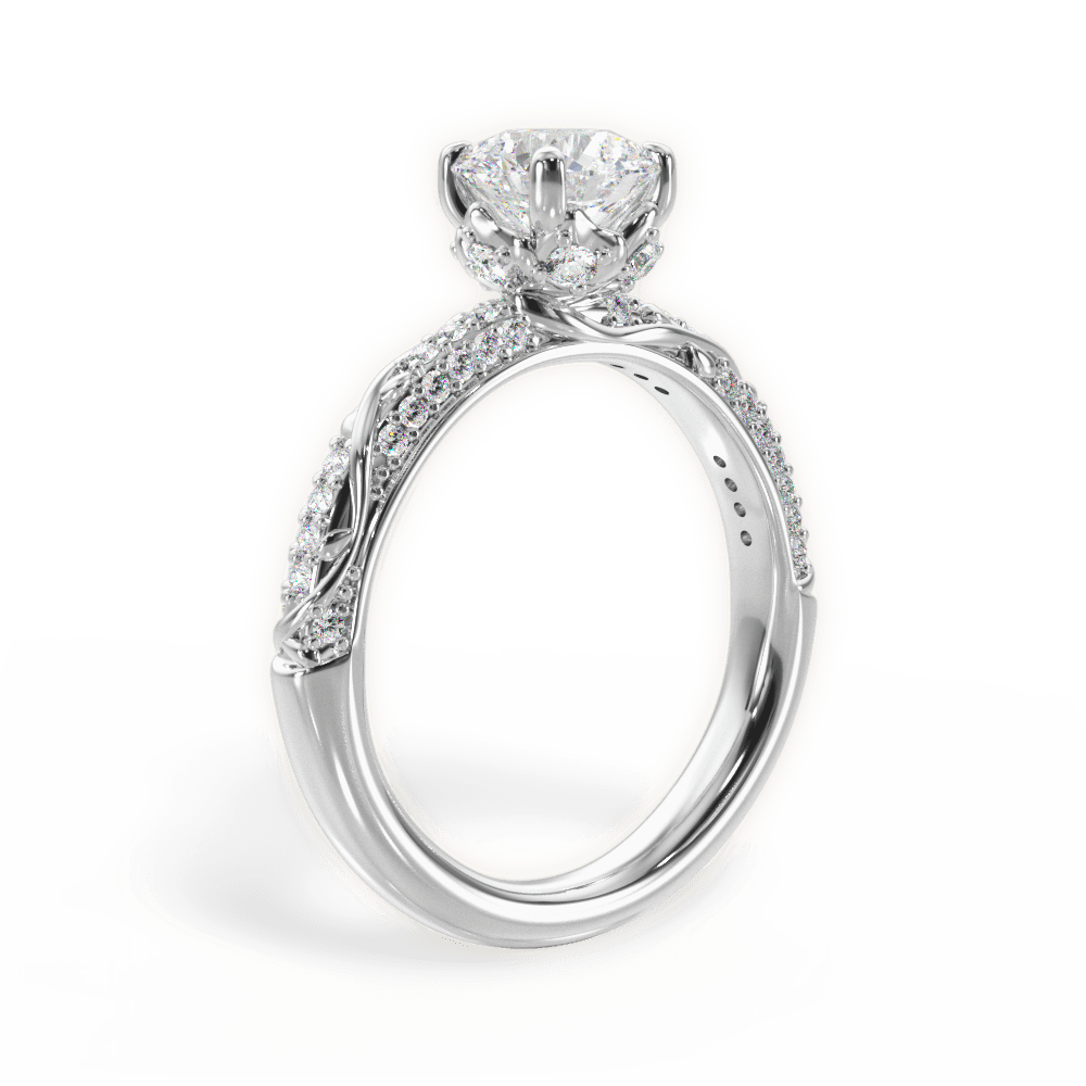 Josephine Round Cut Lab Grown Diamond 18Kt White Gold Engagement Ring - View 3