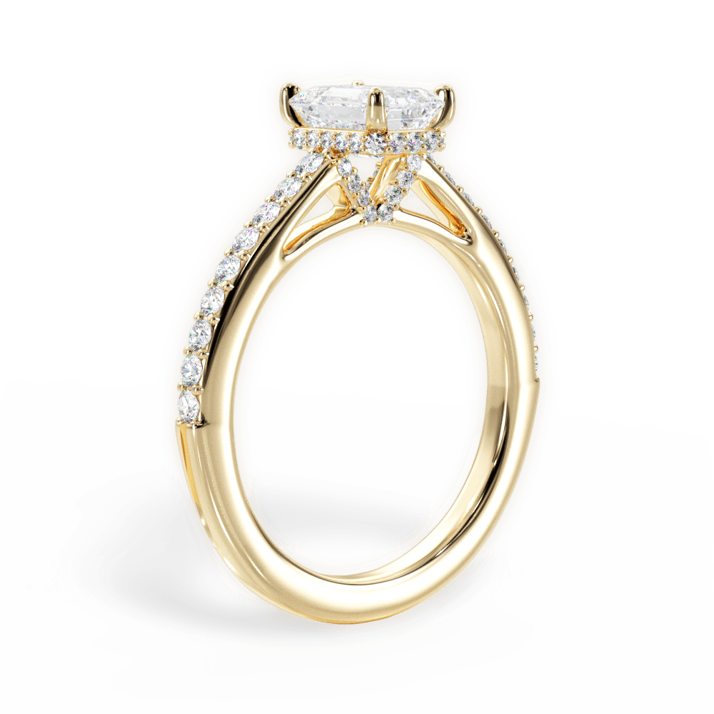 Joan Emerald Cut Lab Grown Diamond 18Kt Yellow Gold Engagement Ring - View 2