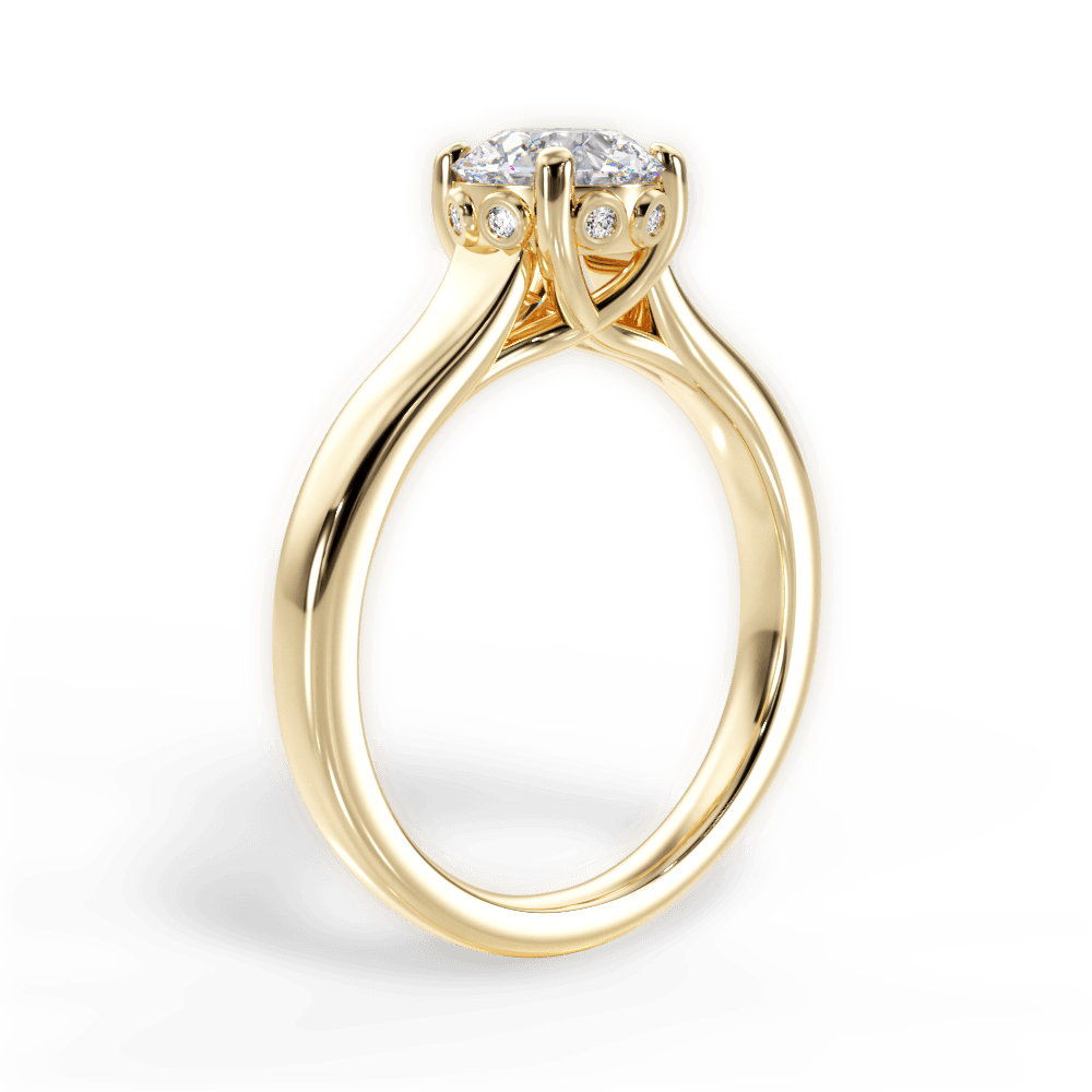 Carol Round Cut Lab Grown Diamond 18Kt Yellow Gold Engagement Ring - View 2