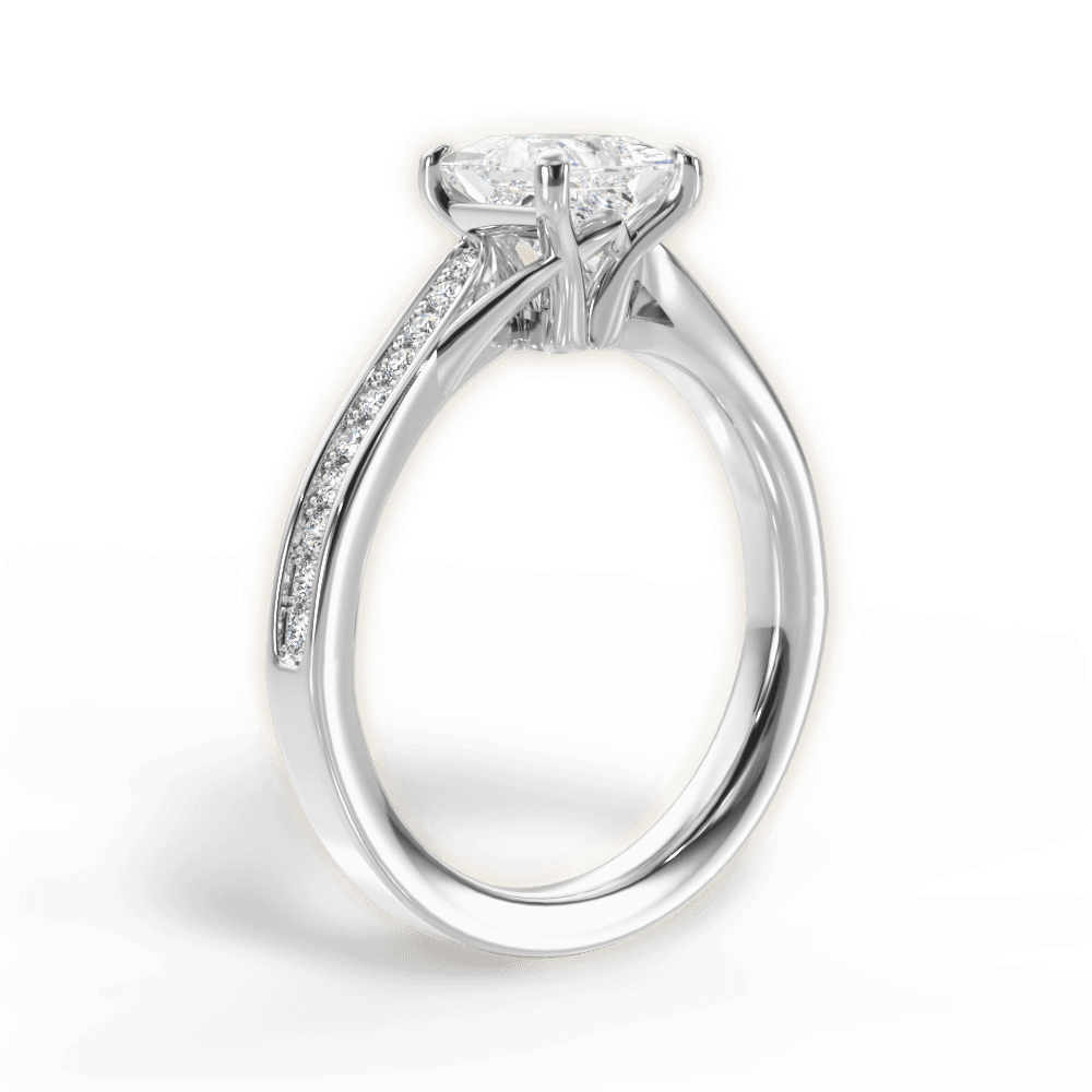 Elise Princess Cut Lab Grown Diamond 14Kt White Gold Engagement Ring - View 4