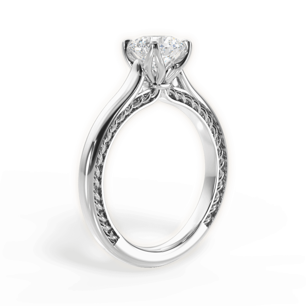 Carrie Round Cut Lab Grown Diamond 14Kt White Gold Engagement Ring - View 3