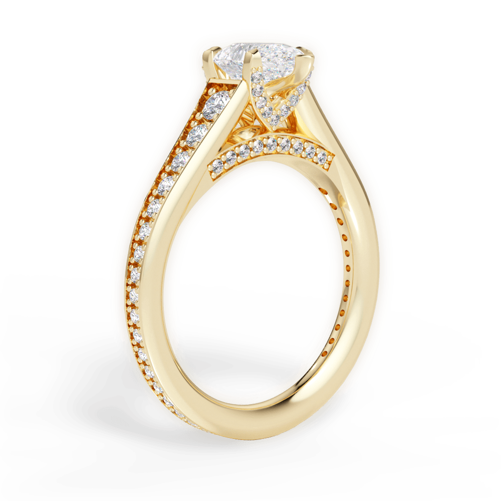 Leslie Pear Cut Lab Grown Diamond 18Kt Yellow Gold Engagement Ring - View 3