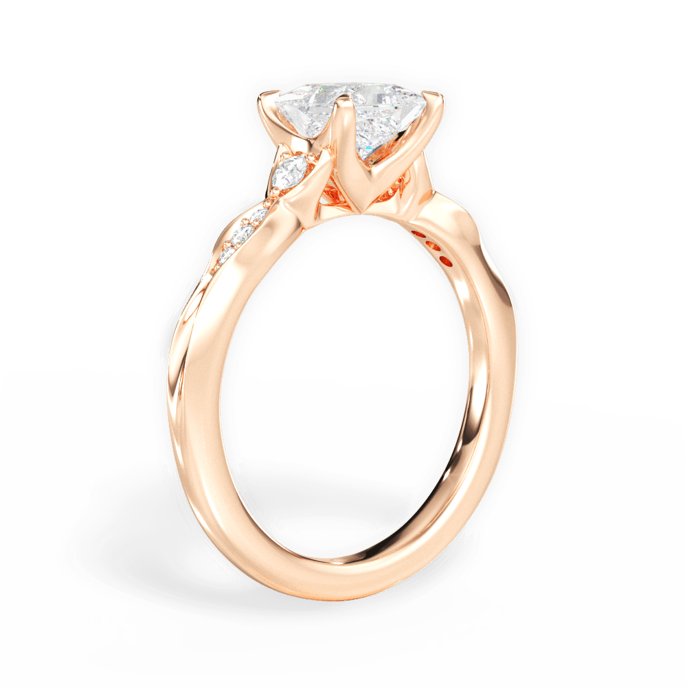 Cassie Princess Cut Lab Grown Diamond 18Kt Rose Gold Engagement Ring - View 2
