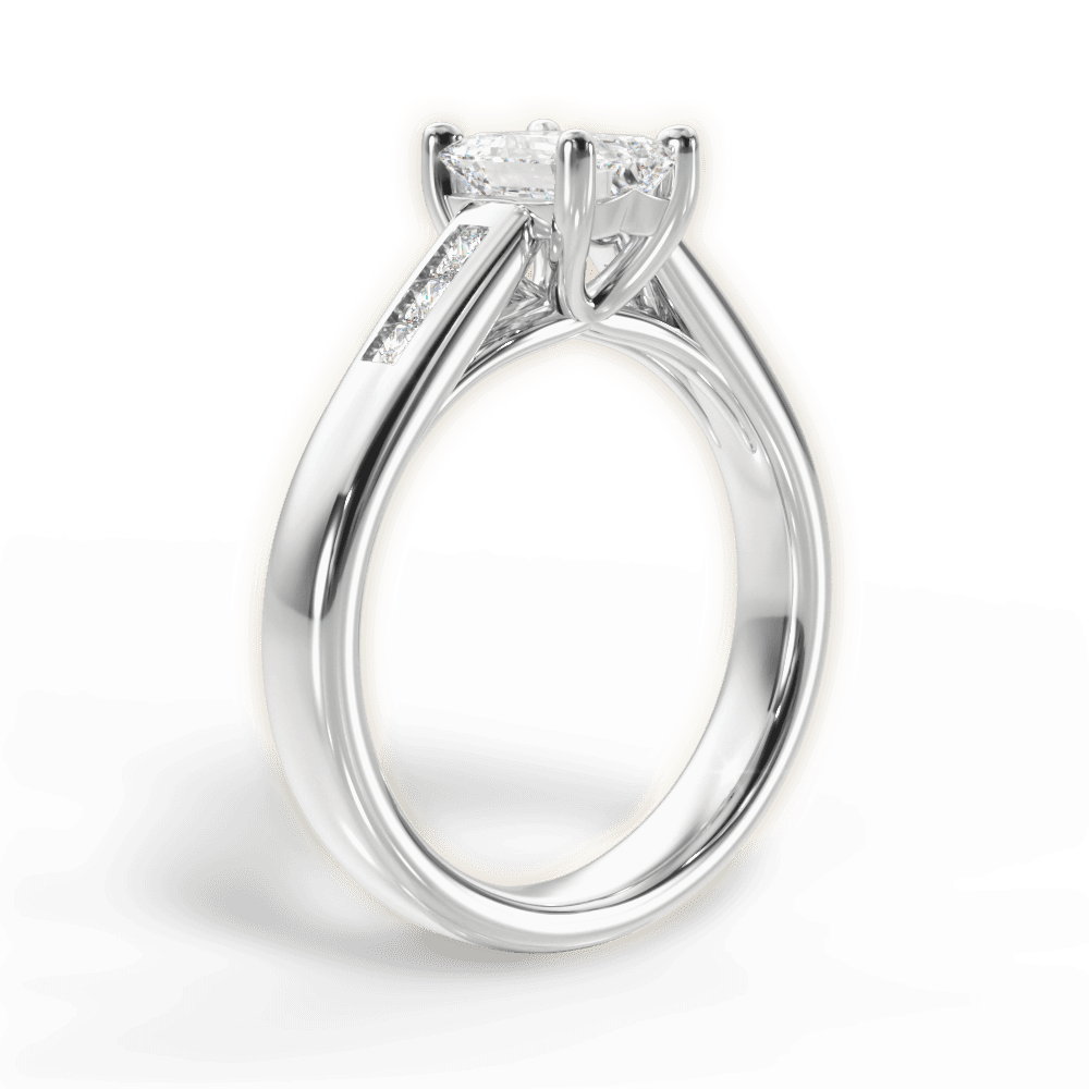Brittany Emerald Cut Lab Grown Diamond Platinum Engagement Ring - View 2