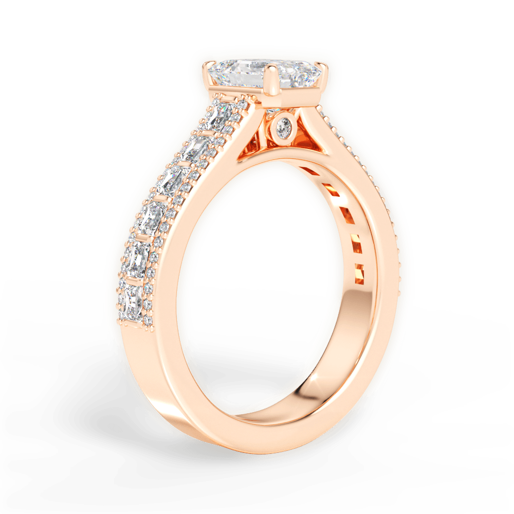 Lynn Emerald Cut Lab Grown Diamond 18Kt Rose Gold Engagement Ring - View 2