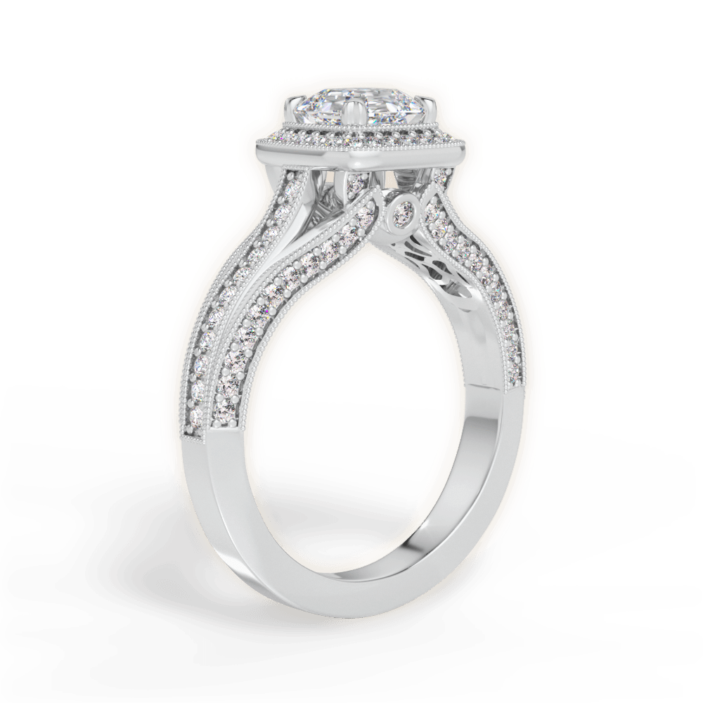 Lillian Asscher Cut Lab Grown Diamond Platinum Engagement Ring - View 3