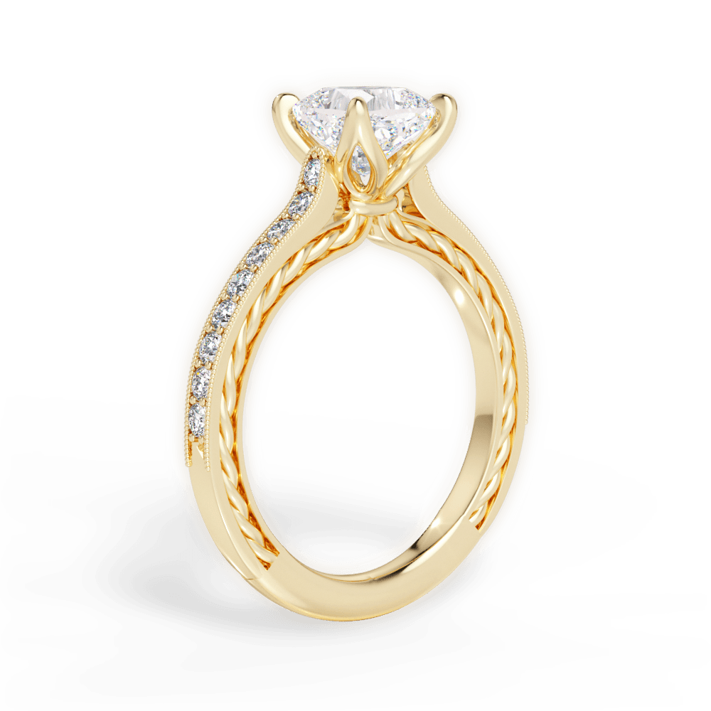 Gilda Cushion Cut Lab Grown Diamond 18Kt Yellow Gold Engagement Ring - View 2