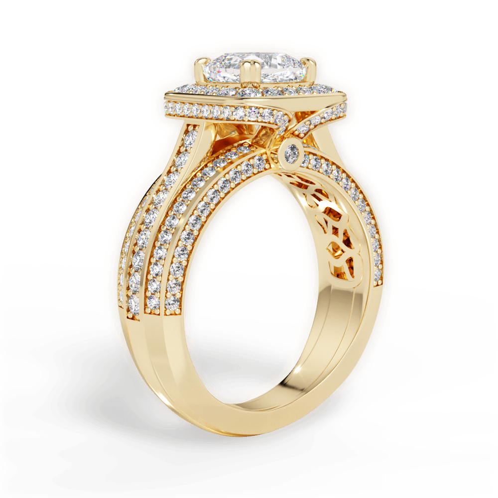 Madison Cushion Cut Lab Grown Diamond 18Kt Yellow Gold Engagement Ring - View 2
