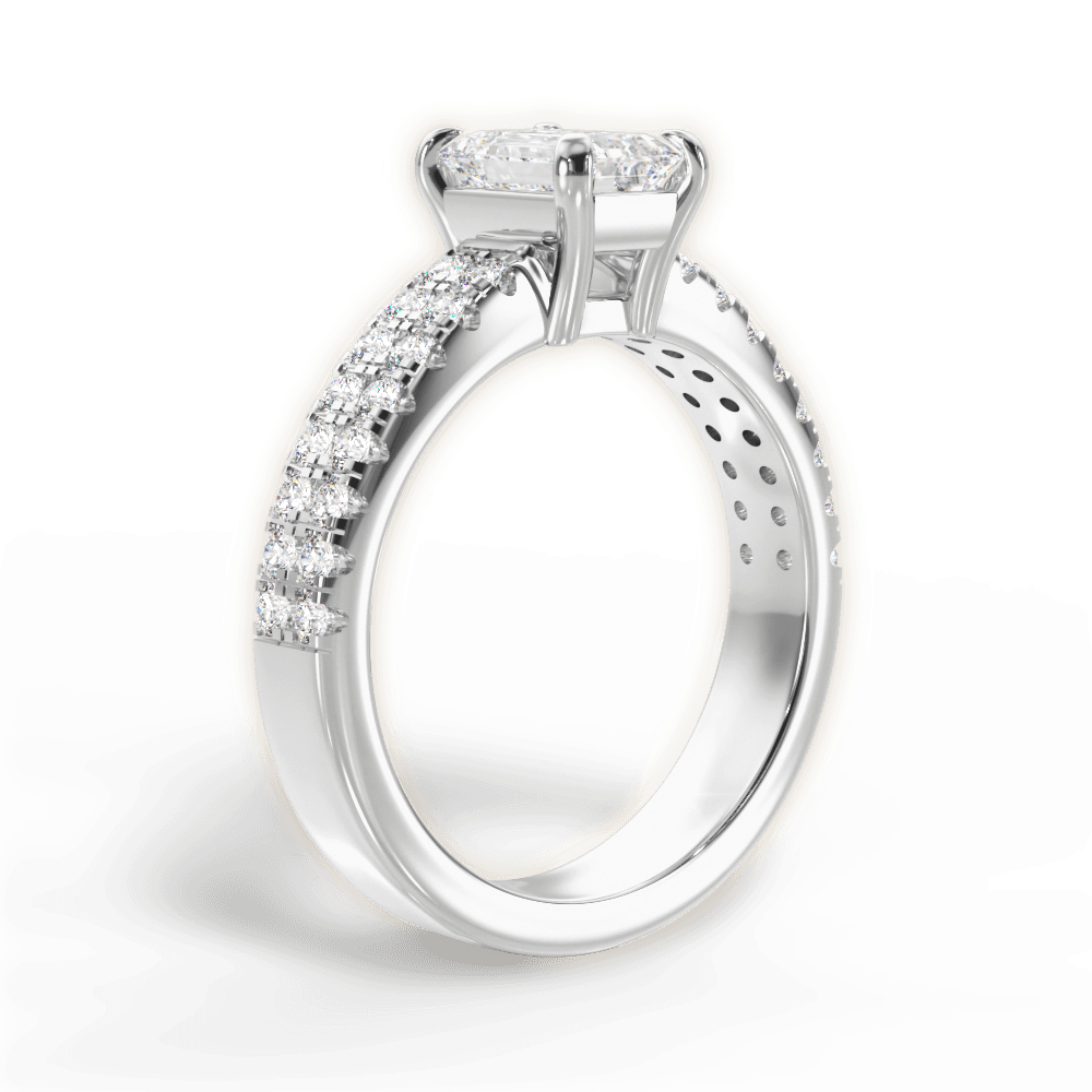 Kayla Emerald Cut Lab Grown Diamond 18Kt White Gold Engagement Ring - View 3