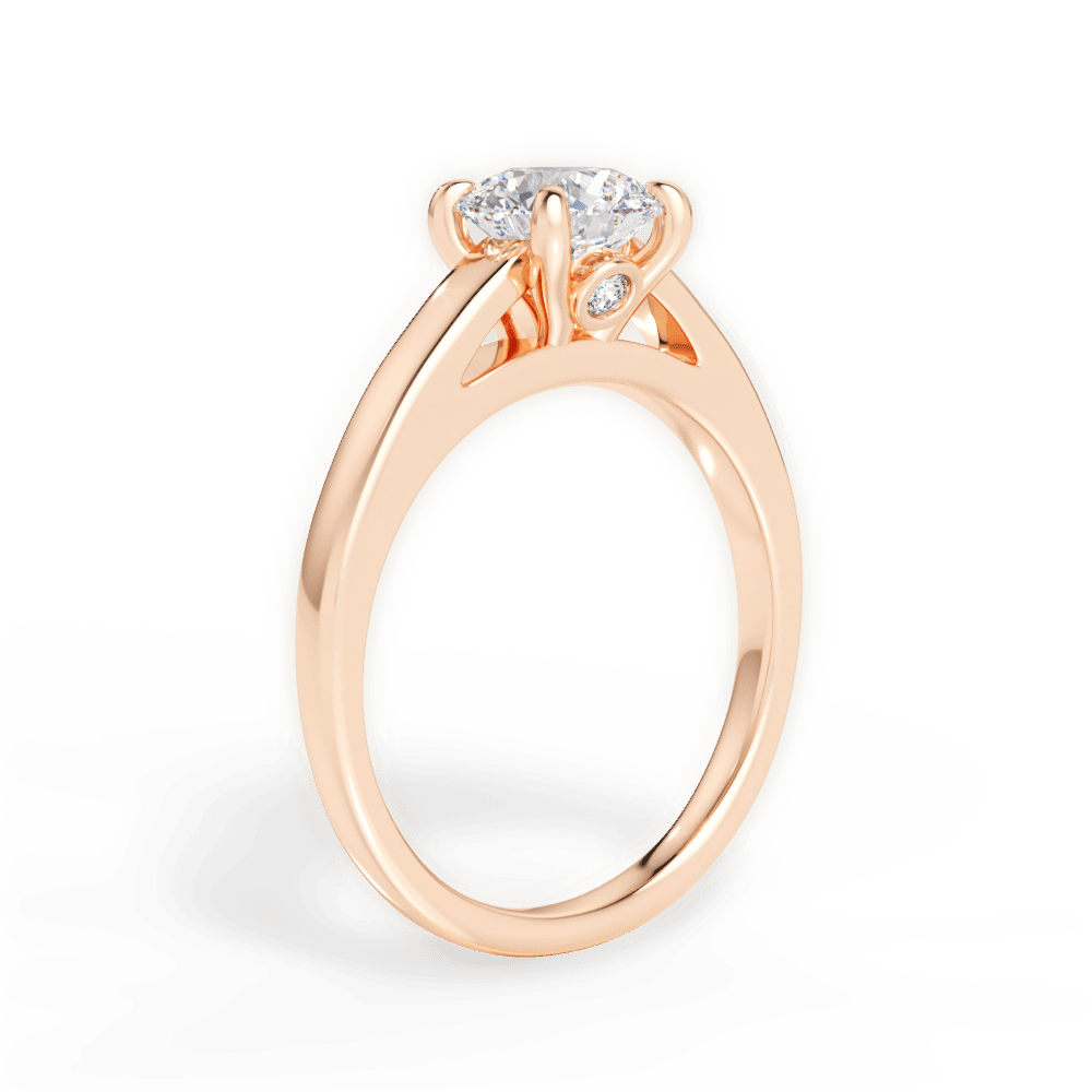 Cheryl Round Cut Lab Grown Diamond 18Kt Rose Gold Engagement Ring - View 4