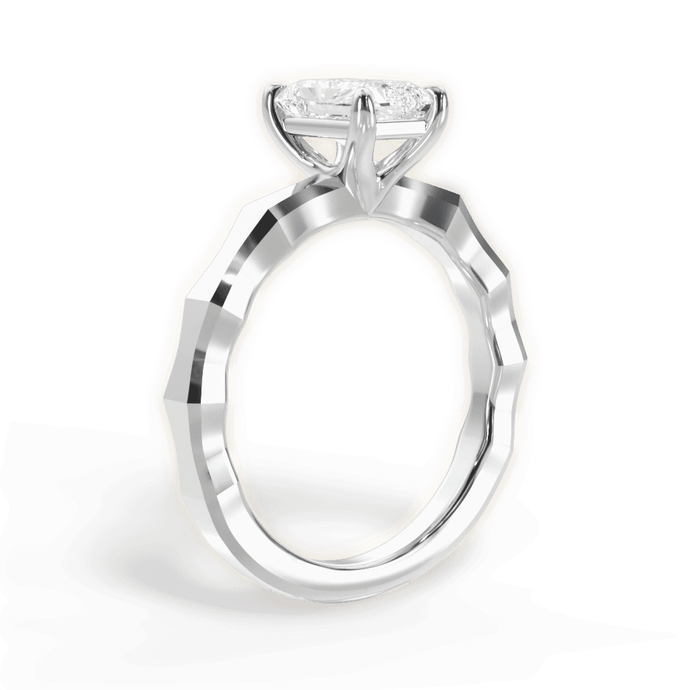 Aaliyah Radiant Cut Lab Grown Diamond 18Kt White Gold Engagement Ring - View 4