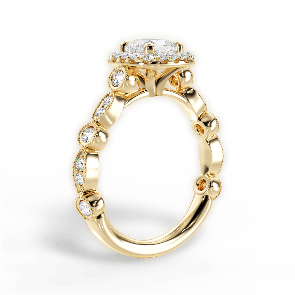 Irene Cushion Cut Lab Grown Diamond 18Kt Yellow Gold Engagement Ring - View 2
