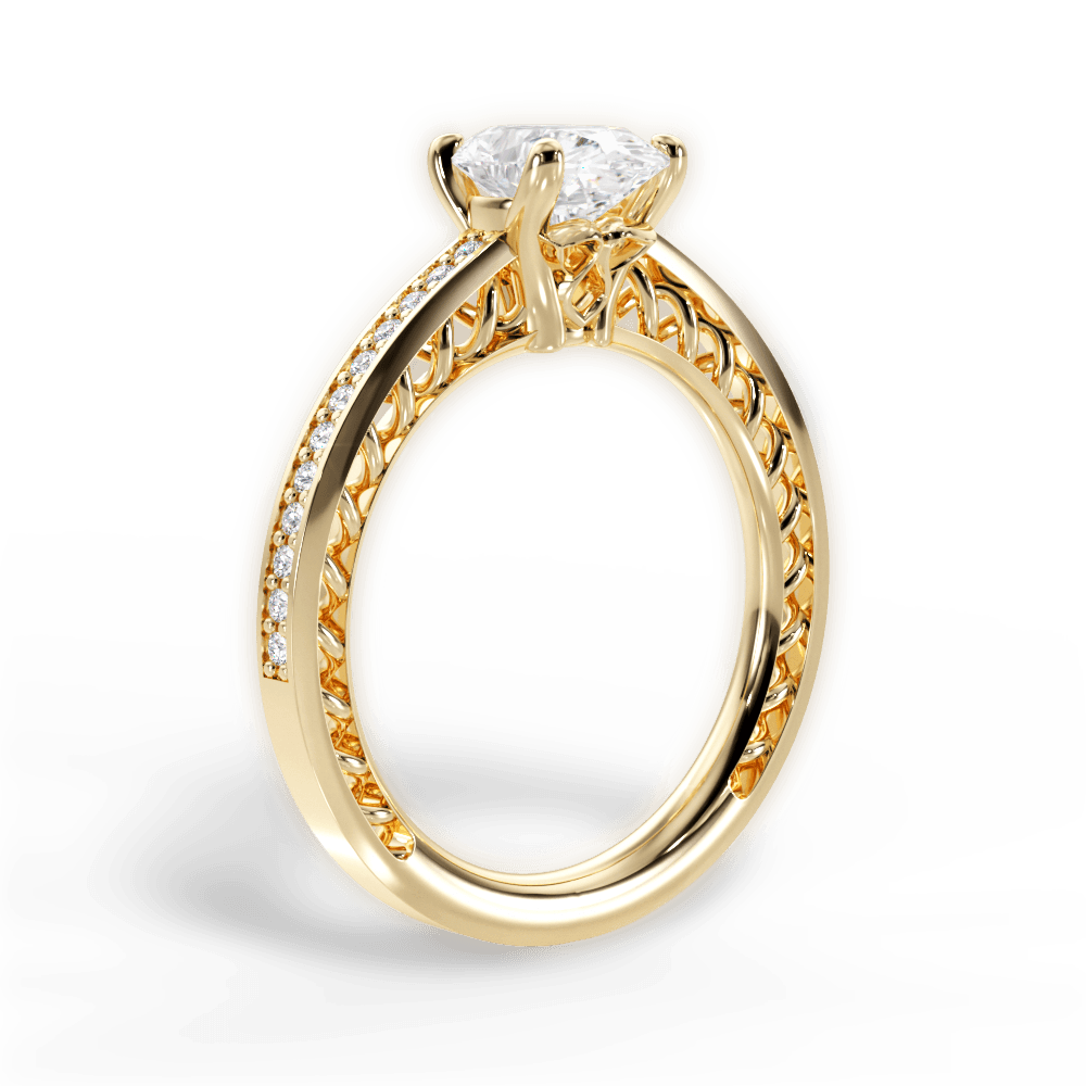 Donna Oval Cut Lab Grown Diamond 18Kt Yellow Gold Engagement Ring - View 2